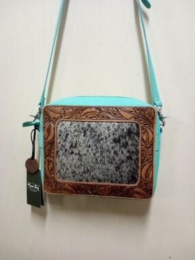 NWT, Myra Bag Co Hand Tooled Leather And Hide Purse